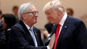 Juncker chats with Trump last July. (Reuters/Michael Kappeler)