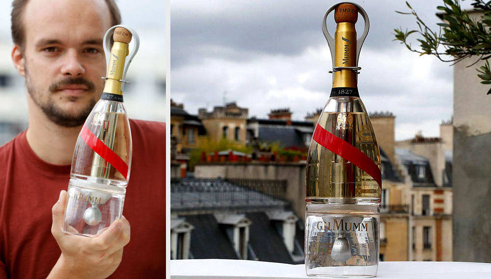 The Mumm champagne house teamed up with designer Octave de Gaulle, who has specialised in conceiving of everyday objects for the final frontier, to develop the space-age bottles. PHOTO: AFP