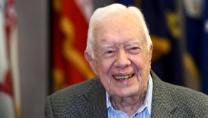 On Tuesday, Aug. 14, 2018, Former President Jimmy Carter, 93, announced he is backing Democrat Stacey Abrams in the race for Georgia governor, becoming the third U.S. president to weigh in. (AP PHOTO/JOHN AMIS)