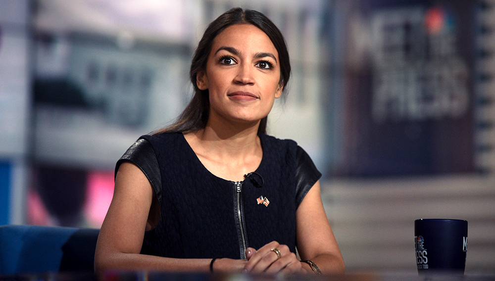 Alexandria Ocasio-Cortez during an appearance on “Meet the Press.” NBC NEWSWIRE VIA GETTY IMAGES