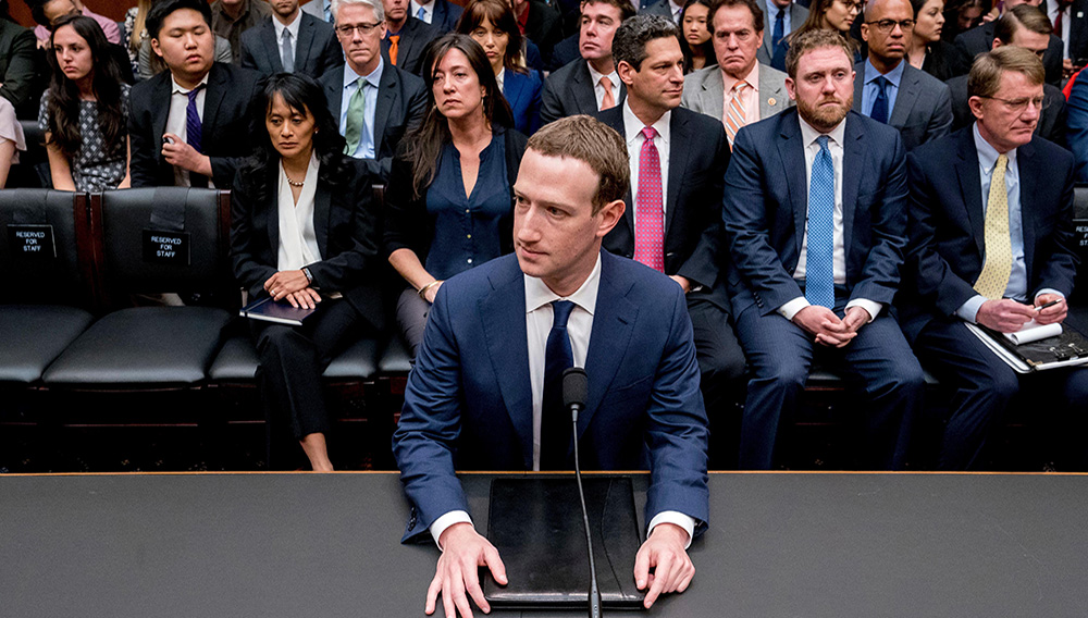 Mark Zuckerberg testifying before a House energy and commerce hearing on Capitol Hill on 11 April. Photograph: Andrew Harnik/AP