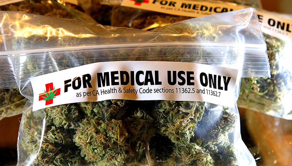 One-ounce bags of medicinal marijuana are displayed at the Berkeley Patients Group March 25, 2010 in Berkeley, California. (Photo by Justin Sullivan/Getty Images)