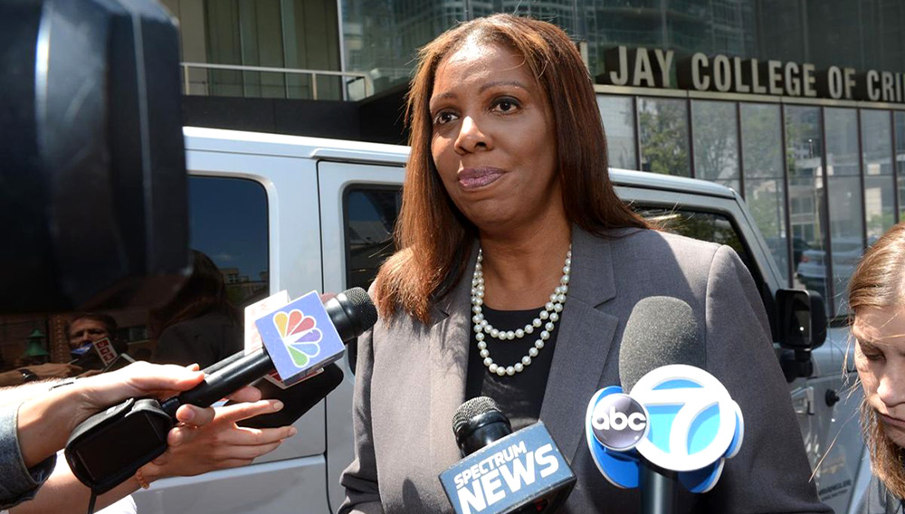Public Advocate Letitia James talks to the press on May 8, 2018. (Andrew Savulich/New York Daily News)
