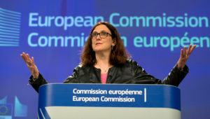 European Commissioner for Trade Cecilia Malmstroem said that Europe will not be intimidated by protectionism. (AP)