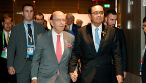 Wilbur Ross, left, with Thailand's prime minister Prayuth Chan-ocha in Bangkok on Sunday © VIA REUTERS