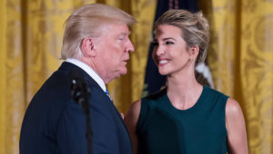 In this photo, Ivanka Trump smiles at President Donald Trump after he spoke at an event with small businesses at the White House in Washington, D.C., on Aug. 1, 2017. Photo: Getty Images/Jim Watson