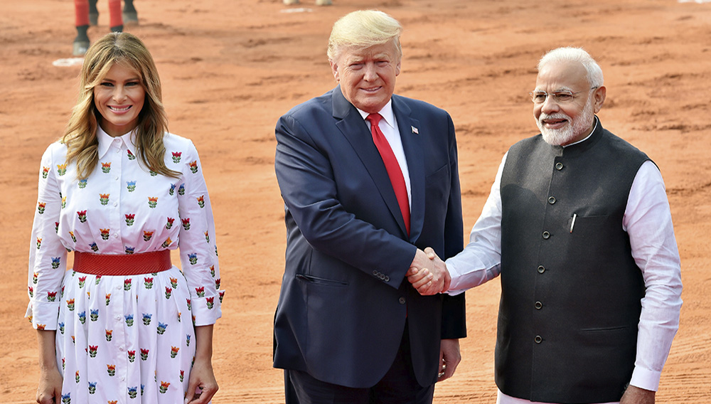 Indian Prime Minister Narendra Modi (right) with United States President Donald Trump and First Lady Melania Trump. Hindustan Times / Contributor