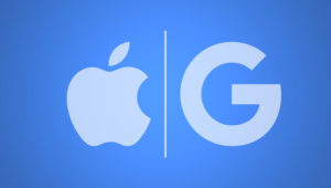 Logotipos de los gigantes tecnológicos Apple y Google. Imagen: Internet