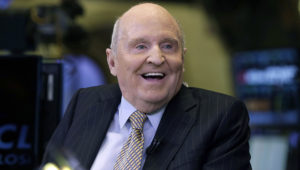 Former Chairman and CEO of General Electric Jack Welch appears on CNBC on the floor of the New York Stock Exchange, Tuesday, Oct. 22, 2013. (AP Photo/Richard Drew)