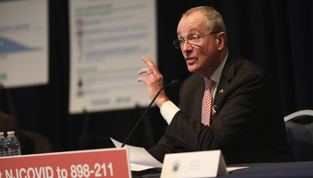 Governor Phil Murphy holds a coronavirus briefing in Trenton on March 23, 2020 (Edwin J. Torres for Governor’s Office).
