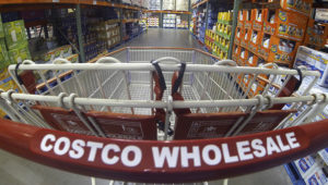 A Costco shopping cart is shown at a Costco Wholesale store in Carlsbad, California September 11, 2013. REUTERS/Mike Blake/File Photo