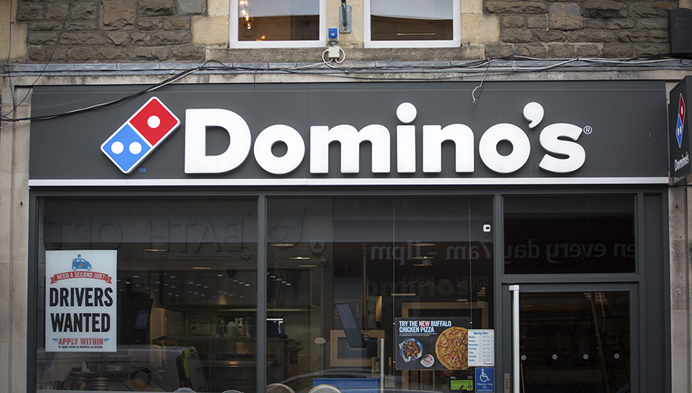 A branch of Domino's pizza takeaway is pictured on February 19, 2018 in Bath, England. (Photo by Matt Cardy/Getty Images)