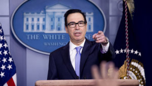 Steven Mnuchin, U.S. Treasury secretary, takes a question during a press briefing in the James S. Brady Press Briefing Room at the White House in Washington, D.C., U.S. on Thursday, July 2, 2020. Michael Reynolds | Bloomberg | Getty Images