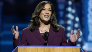 Democratic vice presidential candidate Sen. Kamala Harris, D-Calif., speaks during the third day of the Democratic National Convention, Wednesday, Aug. 19, 2020, at the Chase Center in Wilmington, Del. (AP Photo/Carolyn Kaster)