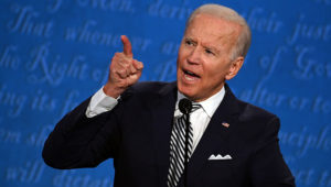 Democratic Presidential candidate and former US Vice President Joe Biden speaks during the first presidential debate at the Case Western Reserve University and Cleveland Clinic in Cleveland, Ohio on September 29. | Jim Watson, AFP via Getty Images