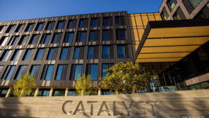 The Catalyst building in Spokane, Wash., home to Eastern Washington University and the first tall wood office building in the state, Sept. 9, 2020. (Rajah Bose/The New York Times)