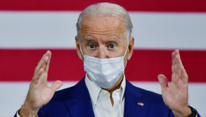 Democratic U.S. presidential nominee and former Vice President Joe Biden speaks during a campaign speech in which he never removed his mask while discussing the death toll from the coronavirus disease (COVID-19) outbreak in the United States exceeding 200,000 people, at the Wisconsin Aluminum Foundry in Manitowoc, Wisconsin, U.S., September 21, 2020. Mark Makela | Reuters