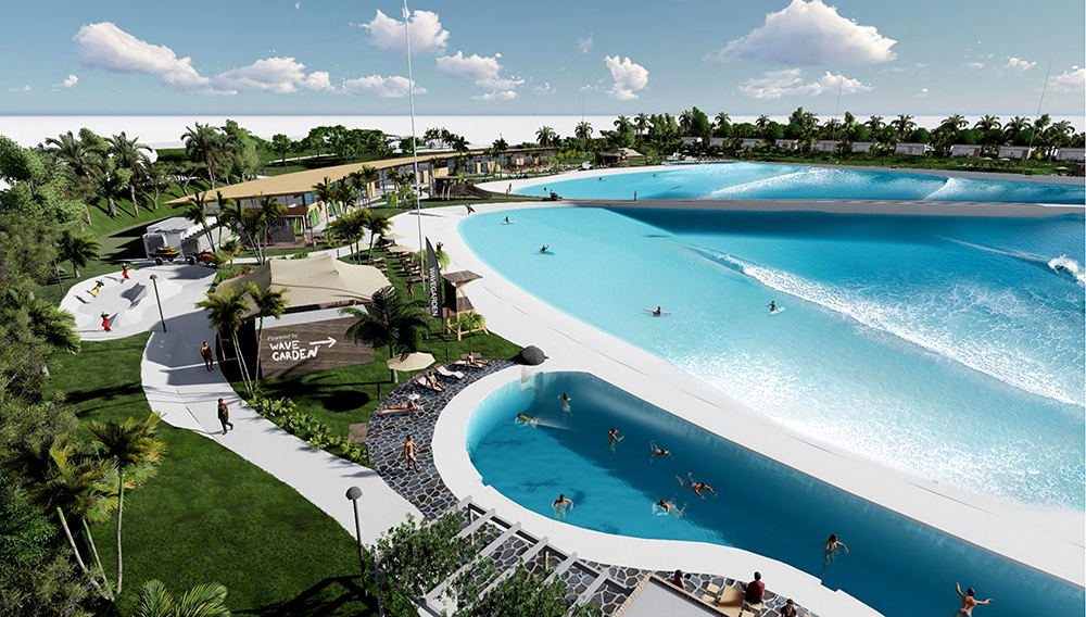 A visualization of the WaveGarden at Willow Lakes on West Midway Road in Fort Pierce, a surfing and entertainment village that received a first set of zoning approvals from the Fort Pierce City Commission, Sept 21, 2020. | Image from Bohler.