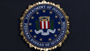 FILE - This Thursday, June 14, 2018, file photo, shows the FBI seal at a news conference at FBI headquarters in Washington. In an alert Wednesday, Oct. 28, 2020, the FBI and other federal agencies warned that cybercriminals are unleashing a wave of data-scrambling extortion attempts against the U.S. healthcare system that could lock up their information systems just as nationwide cases of COVID-19 are spiking. (AP Photo/Jose Luis Magana, File)