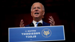 President-elect Joe Biden speaks at The Queen theater Wednesday, Nov. 25, 2020, in Wilmington, Del. (AP Photo/Carolyn Kaster)