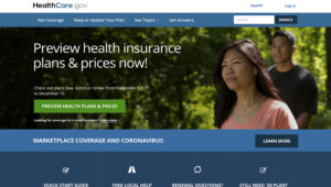 This file image provided by U.S. Centers for Medicare & Medicaid Service shows the website for HealthCare.gov. As COVID-19 spreads uncontrolled in many places, a coalition of states, health care groups and activists is striving to drum up “Obamacare” sign-ups among a growing number of Americans uninsured in perilous times. (U.S. Centers for Medicare & Medicaid Service via AP)