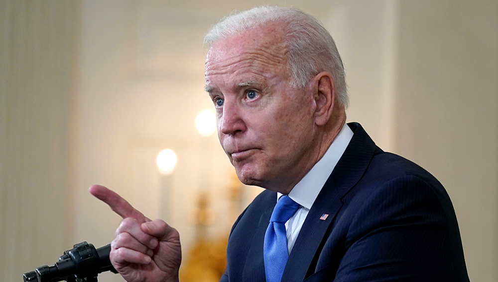 President Joe Biden takes questions from reporters as he speaks about the American Rescue Plan, in the State Dining Room of the White House, Wednesday, May 5, 2021, in Washington. (AP Photo/Evan Vucci)