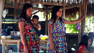 Fotografía de varias mujeres Kandozi de la comunidad Musa Karusha, el 8 de septiembre de 2021, en la provincia del Datem del Marañón, departamento de Loreto (Perú). EFE/Paolo Aguilar