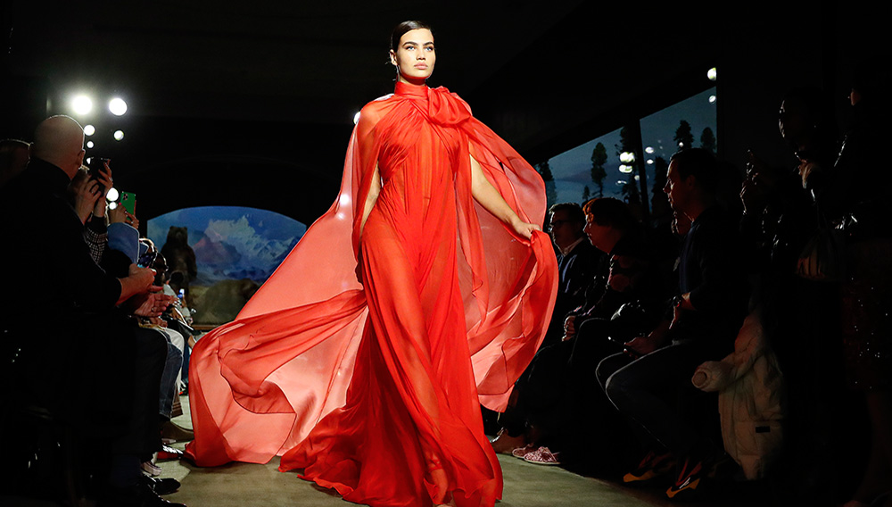 The Brandon Maxwell collection is modeled during Fashion Week, Saturday, Feb. 8, 2020, in New York. (AP Photo/John Minchillo)