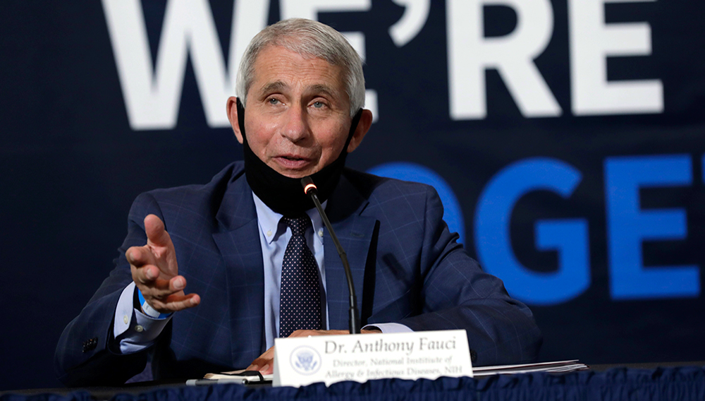 Director of the National Institute of Allergy and Infectious Diseases Dr. Anthony Fauci participates in a roundtable on donating plasma at the American Red Cross National Headquarters in Washington, D.C. on July 30, 2020. (Yuri Gripas/Abaca Press/TNS)