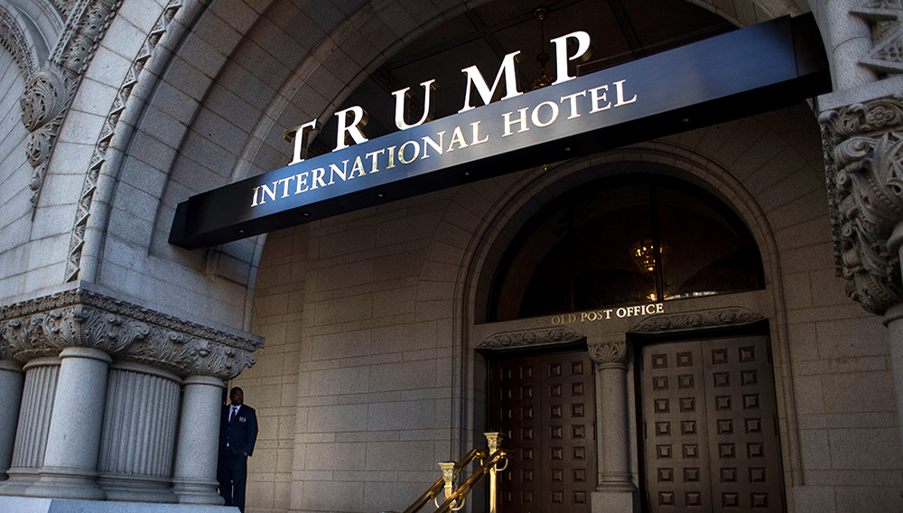 WASHINGTON, DC - OCTOBER 26: An exterior view of the entrance to the new Trump International Hotel at the old post office on October 26, 2016 in Washington, D.C. (Photo by Gabriella Demczuk/Getty Images)