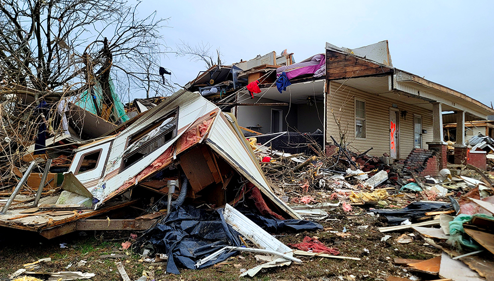 Homes, businesses, churches, city and county government offices/buildings were significantly damaged by a tornado in Mayfield, Ky. on Friday night, Dec. 10. | PHOTO: KFVS