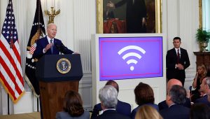 U.S. President Joe Biden announces a $42.45 billion national grant program for high-speed internet infrastructure deployment called the Broadband Equity Access and Deployment (BEAD) program, at the White House in Washington, U.S., June 26, 2023. REUTERS/Jonathan Ernst