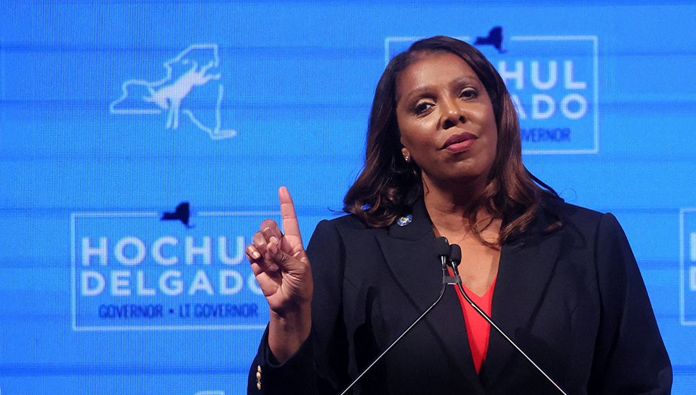 New York State Attorney General Letitia James attends a U.S. midterm election night party for New York Governor Democratic Kathy Hochul in New York, U.S. November 8, 2022. REUTERS/Brendan McDermid