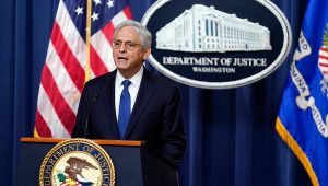 Attorney General Merrick Garland speaks at the Department of Justice, Friday, Aug. 11, 2023, in Washington. (AP Photo/Stephanie Scarbrough)