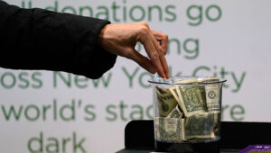 PHOTO: Money is donated for out of work musicians on March 18, 2021, in New York. At tax time, the three biggest potential deductions for most people are mortgage insurance, charitable donations in cash or in property, and eligible state and local taxes. (AP Photo/Kathy Willens)