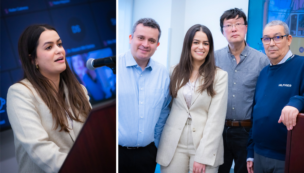 PHOTO: Dr. Nadia Dob pictured with members of HCCC’s faculty. Dr. Dob delivered an inspiring message to a full house at HCCC’s Women in STEM Discussion.