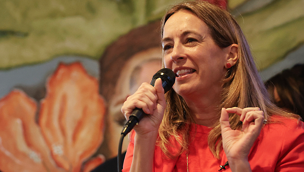 Rep. Mikie Sherrill, D-N.J., speaks at a "Get Out the Vote" rally, Saturday, June 7, 2025, in Elizabeth, N.J. (AP Photo/Heather Khalifa)