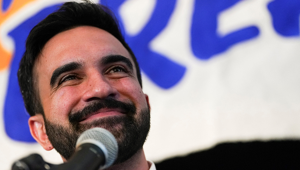 New York City mayoral candidate Zohran Mamdani speaks at a watch party on primary election night on June 25 2025. (Reuters)