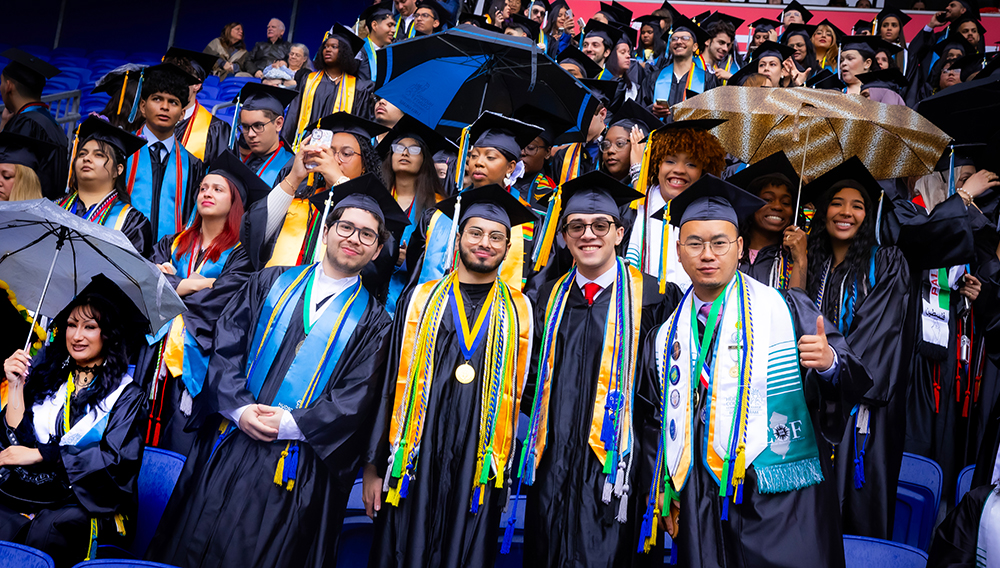 HCCC’s Free Summer Initiative helps more students stay on track for graduation. Pictured here are students at the May 2025 Commencement that celebrated the fifth consecutive record number of graduates in Hudson County Community College history.