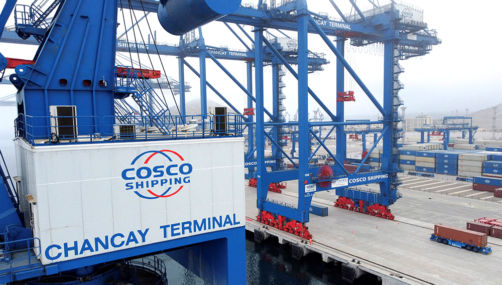 A drone view shows cranes and containers at the new megaport being built by China's state-owned Cosco Shipping in Chancay, Peru October 24, 2024. REUTERS/Angela Ponce