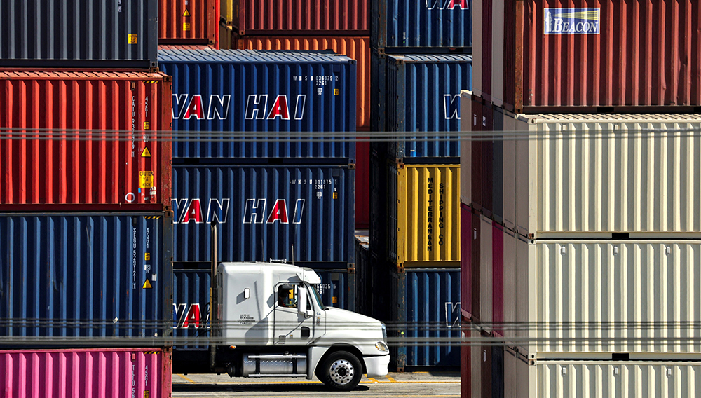 Containers sit at the Port of Los Angeles, in San Pedro, California, U.S., July 8, 2025. REUTERS/Daniel Cole