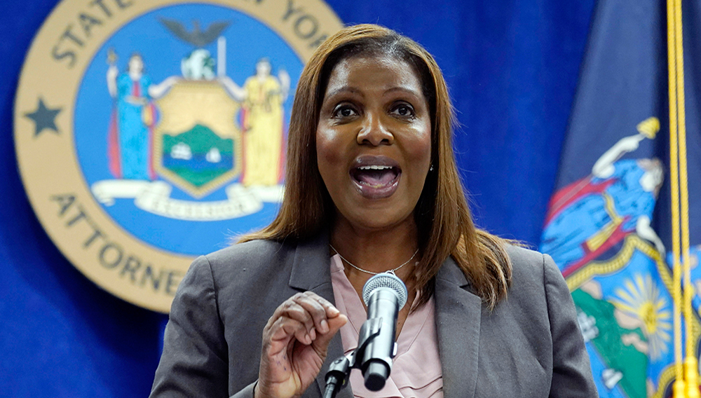 New York Attorney General Letitia James addresses a news conference at her office, in New York, May 21, 2021. | Richard Drew/AP