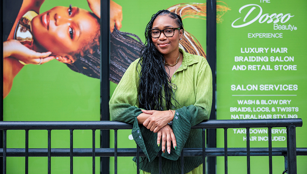 Founder and CEO of Dosso Beauty, Kadidja Dosso, poses for a portrait in Philadelphia, Pennsylvania, U.S. June 28, 2025. REUTERS/Hannah Beier