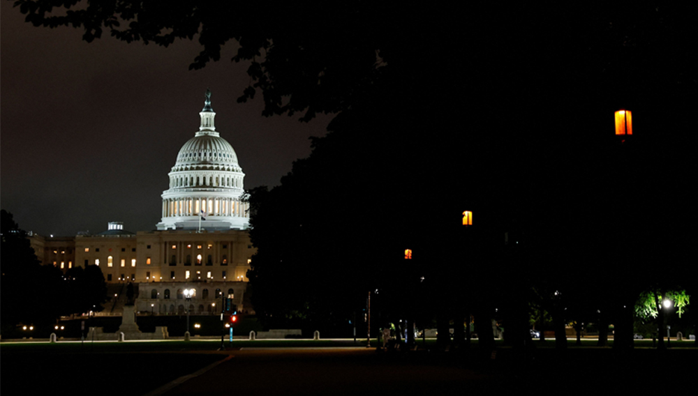 The U.S. Capitol during a cloudy night, on Capitol Hill in Washington, D.C., U.S., September 17, 2025. REUTERS/Daniel Becerril