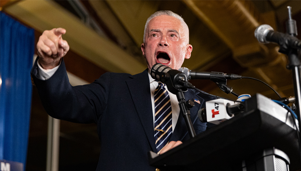 Jersey City mayoral candidate Jim McGreevey speaks to supporters at his election night party, Jersey City, Tuesday, Nov. 4, 2025, in Jersey City, N.J. (AP Photo/Stefan Jeremiah)