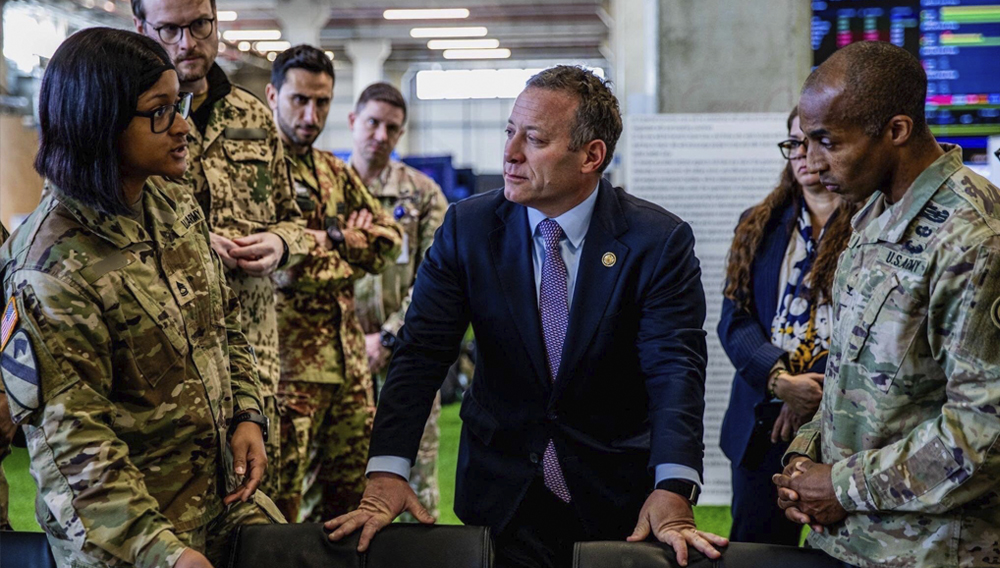 Gottheimer visits with service members in Qatar during a bipartisan congressional delegation to the Middle East. Photo credit: Rep. Josh Gottheimer on Facebook.