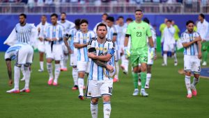 Argentina's Lionel Messi prepares for kick-off before the FIFA World Cup 2026 quarterfinal match against Switzerland at Kansas City Stadium, Kansas City, U.S., July 11, 2026. (AFP Photo)