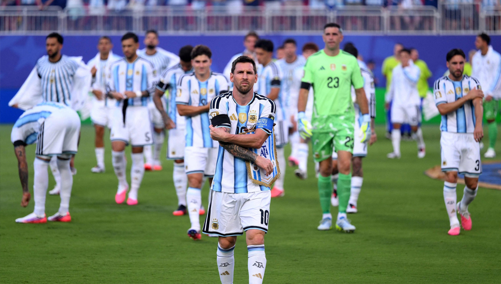 Argentina's Lionel Messi prepares for kick-off before the FIFA World Cup 2026 quarterfinal match against Switzerland at Kansas City Stadium, Kansas City, U.S., July 11, 2026. (AFP Photo)