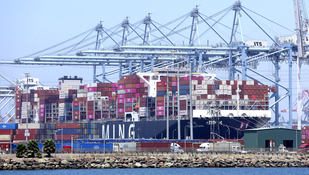 Shipping containers on a container ship at the Port of Long Beach, California, U.S. July 17, 2026. REUTERS/Mario Anzuoni