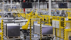 A robot constructs a solan panel inside the QCells North America factory in Cartersville, Georgia, U.S. June 8, 2026. REUTERS/Alyssa Pointer/File Photo.